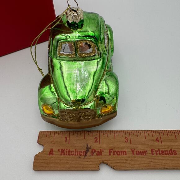 Lenox Ornament Glass Green Car 5 inch - Picture 5 of 9